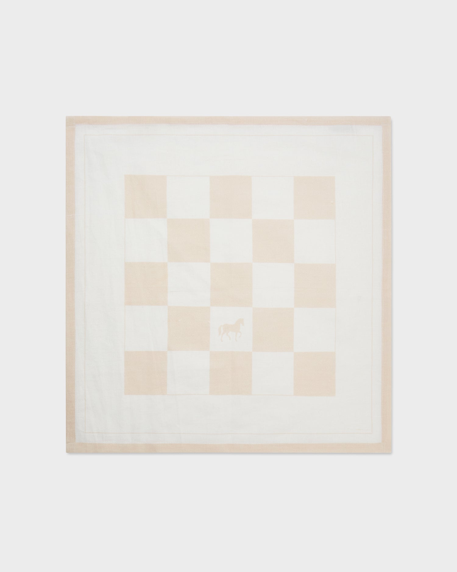 Schackrutig Hästservett - Linne 50x50 cm - Beige och Vit