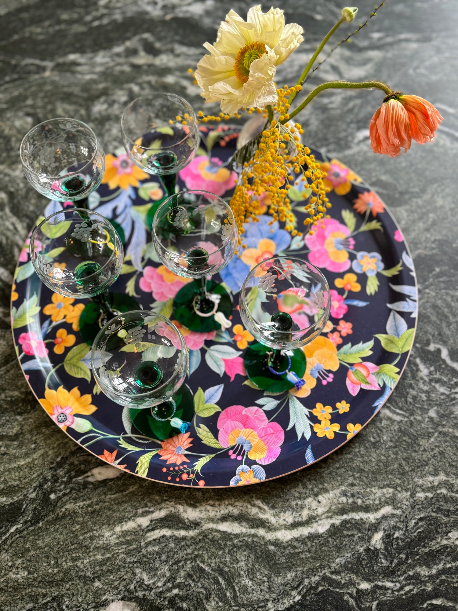 Tray - Colorful Flowers Ø46 cm