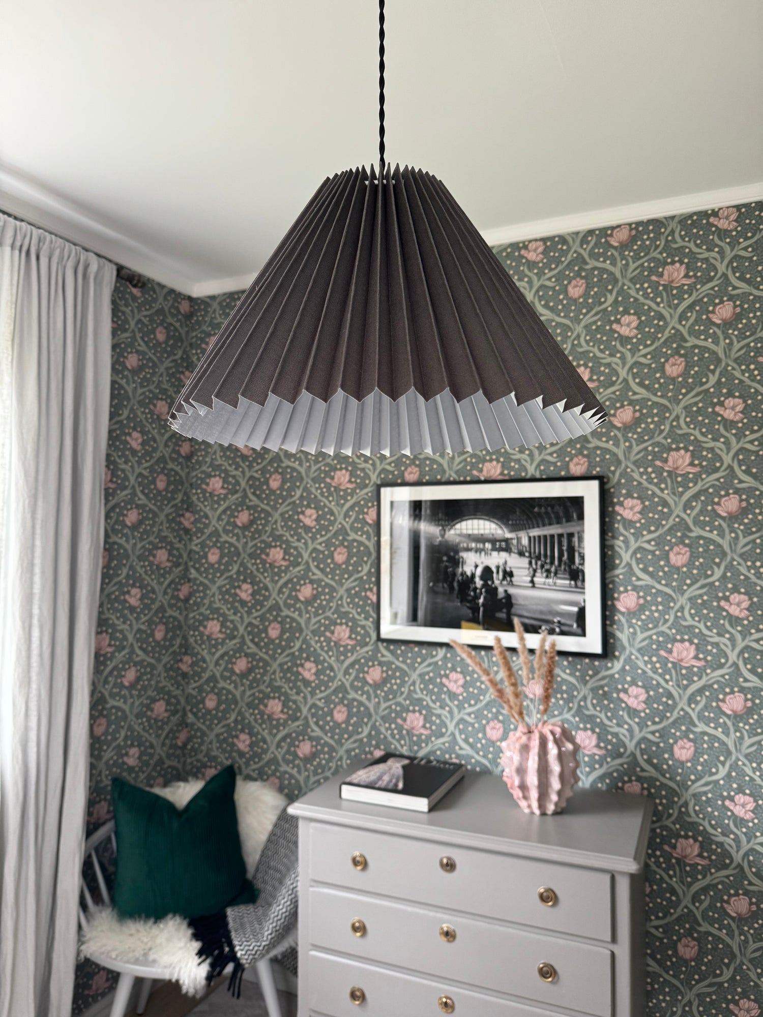 Pleated Lampshade Ceiling - Dark Gray - 42 cm