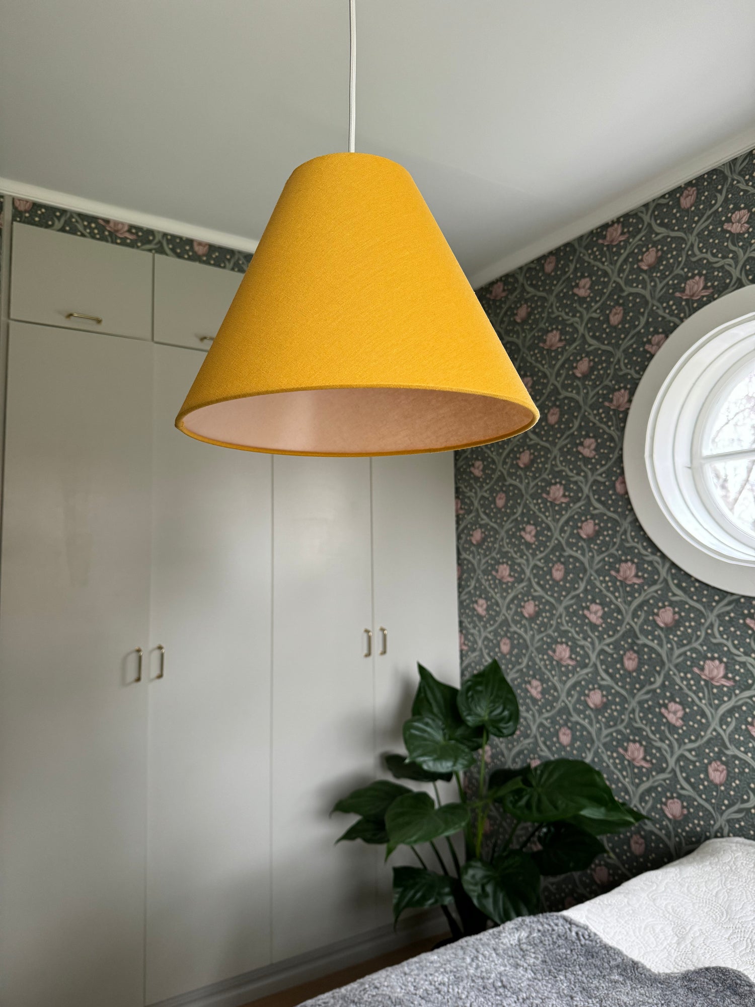 Linen Ceiling Lampshade - Yellow - 32 cm