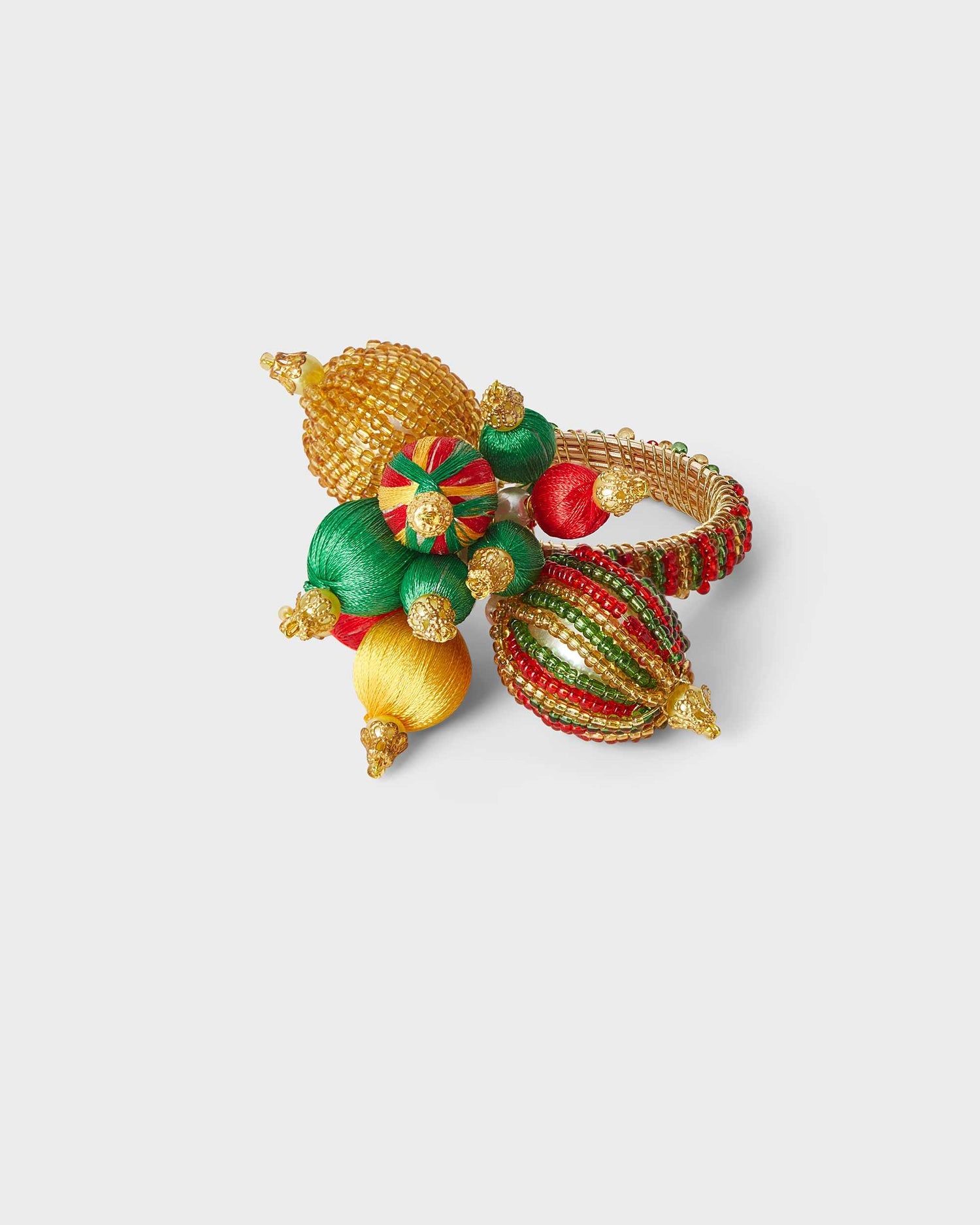 Napkin Ring - Gold, red & green - Von Home