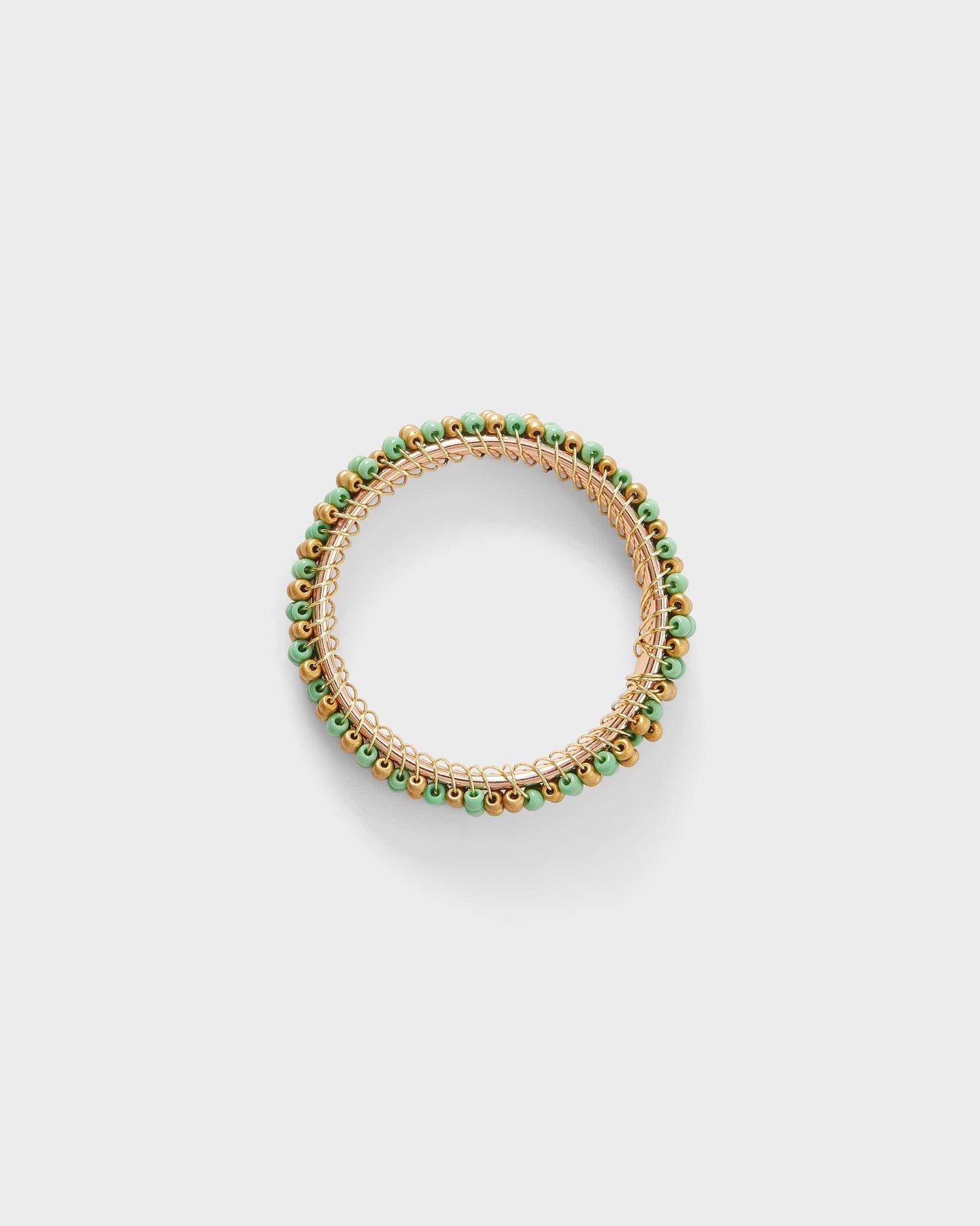 Napkin Ring - Green and Gold beads - Von Home