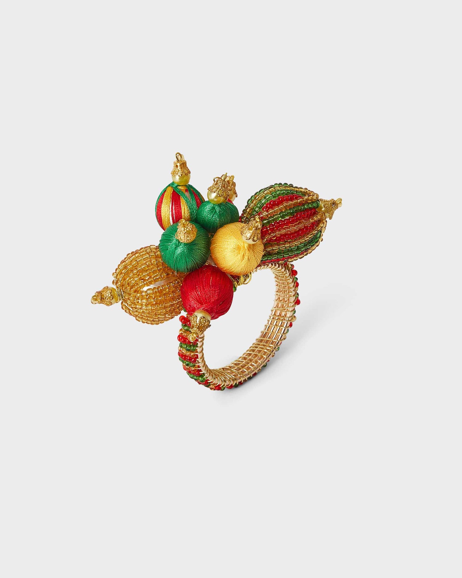 Napkin Ring - Gold, red & green - Von Home