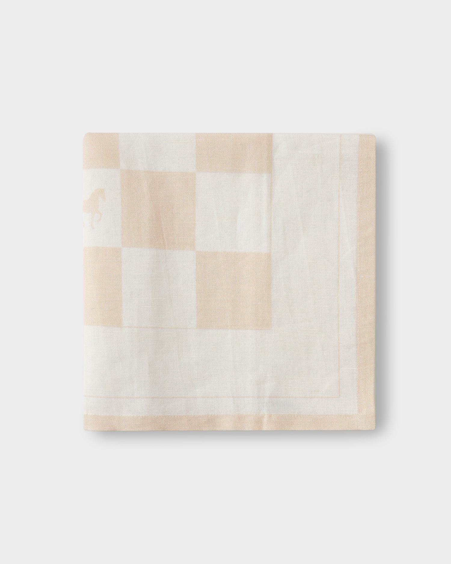 Schackrutig Hästservett - Linne 50x50 cm - Beige och Vit