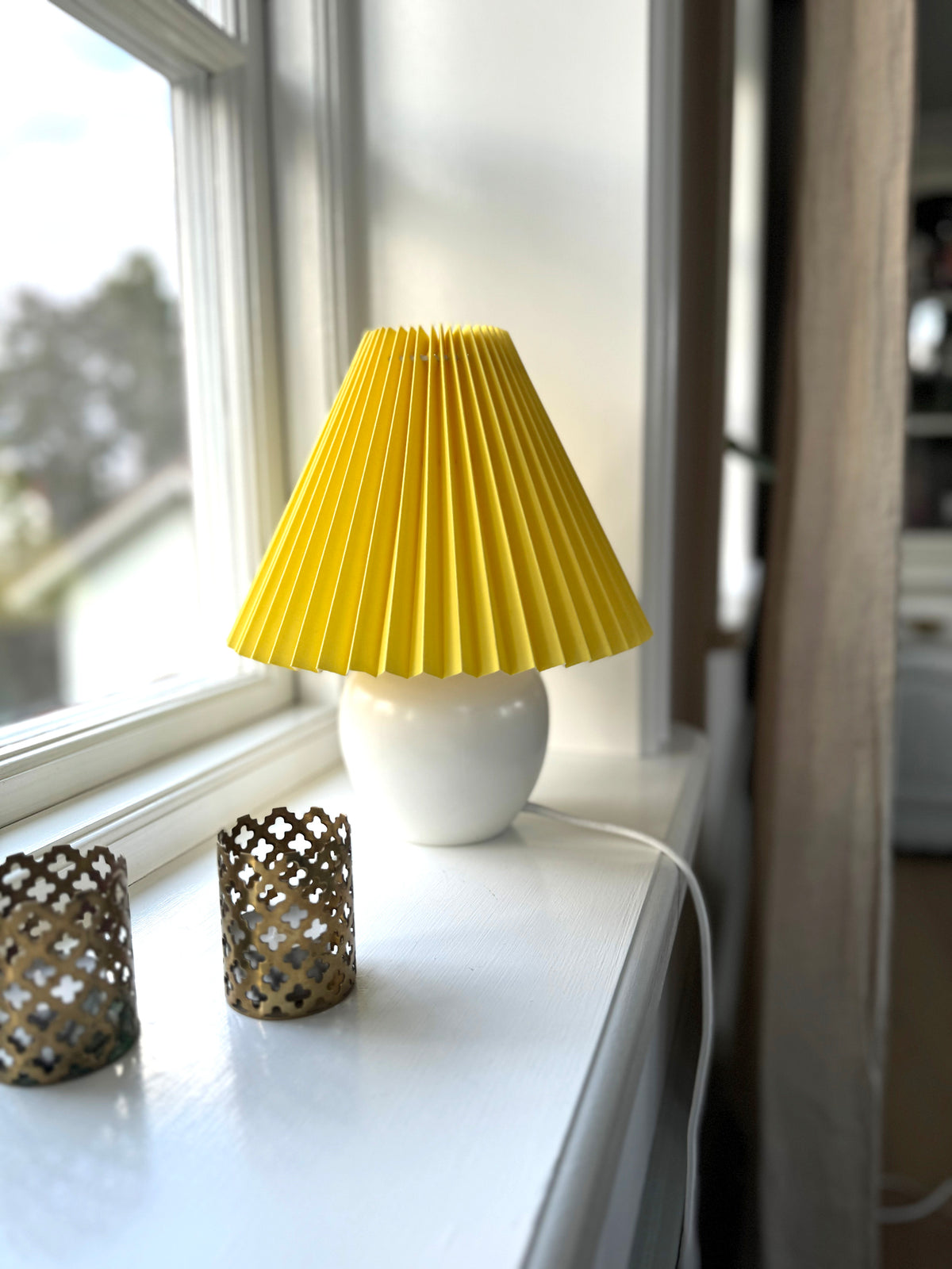 Pleated Lampshade - Yellow - 23 cm