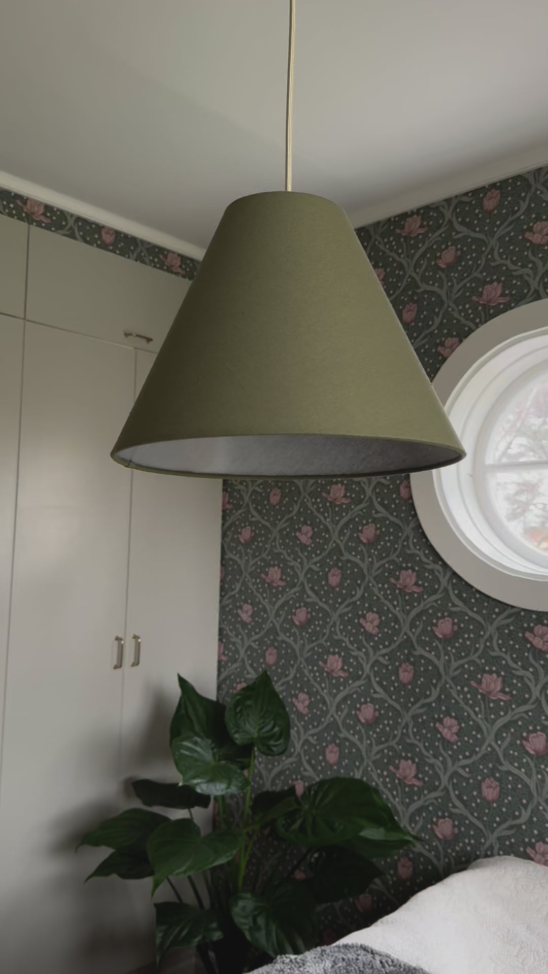 Linen Ceiling Lampshade - Light Green/Gray - 32 cm