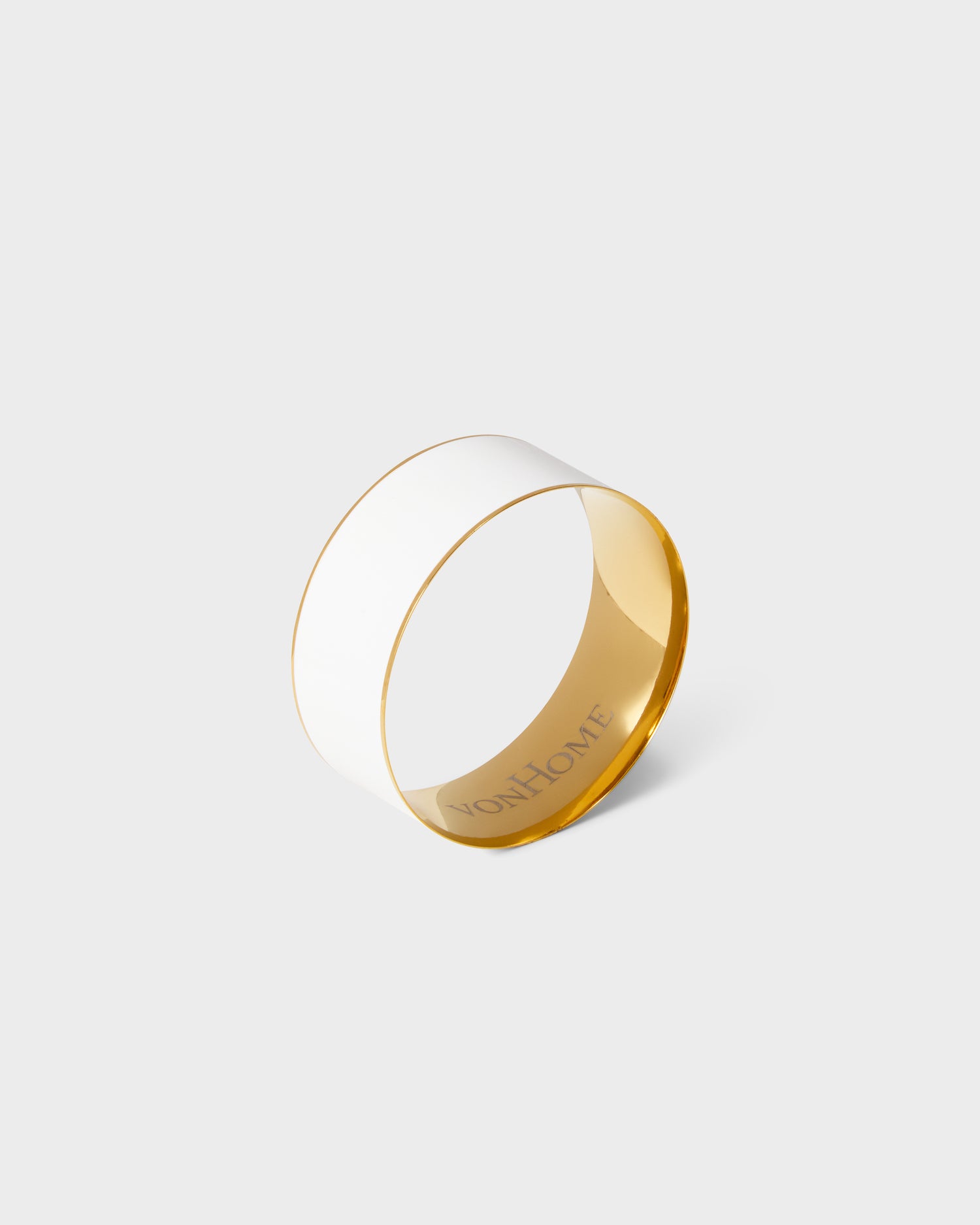 White Enamel Goldplated Napkin Ring