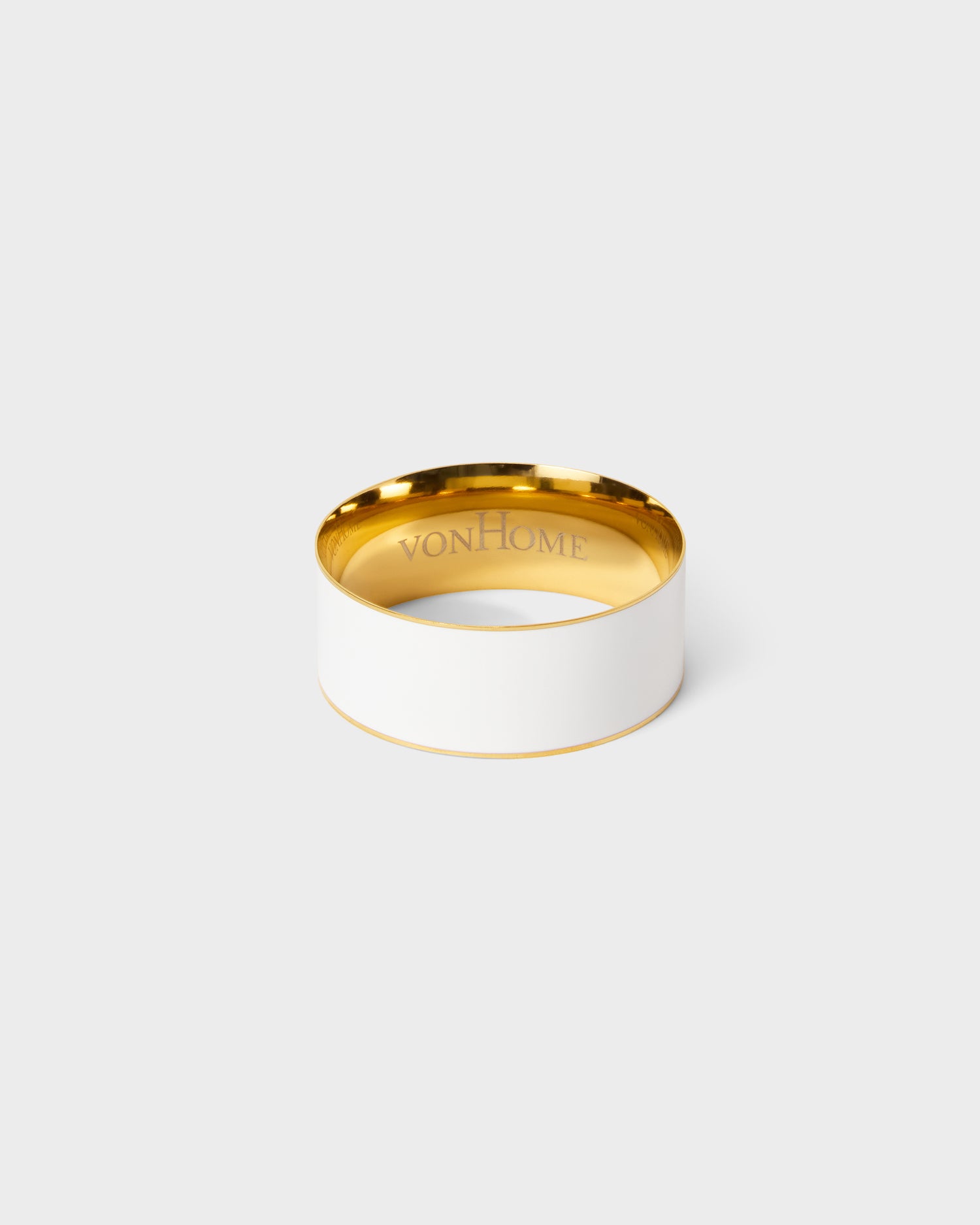 White Enamel Goldplated Napkin Ring