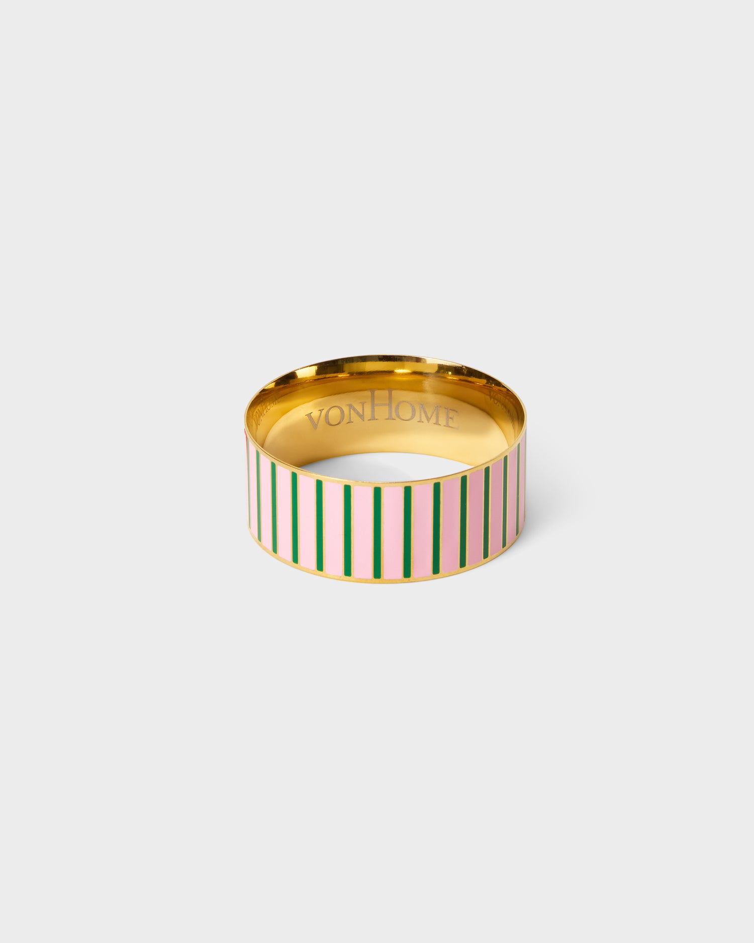 Stripe Enamel Green and Pink - Goldplated - Napkin Ring