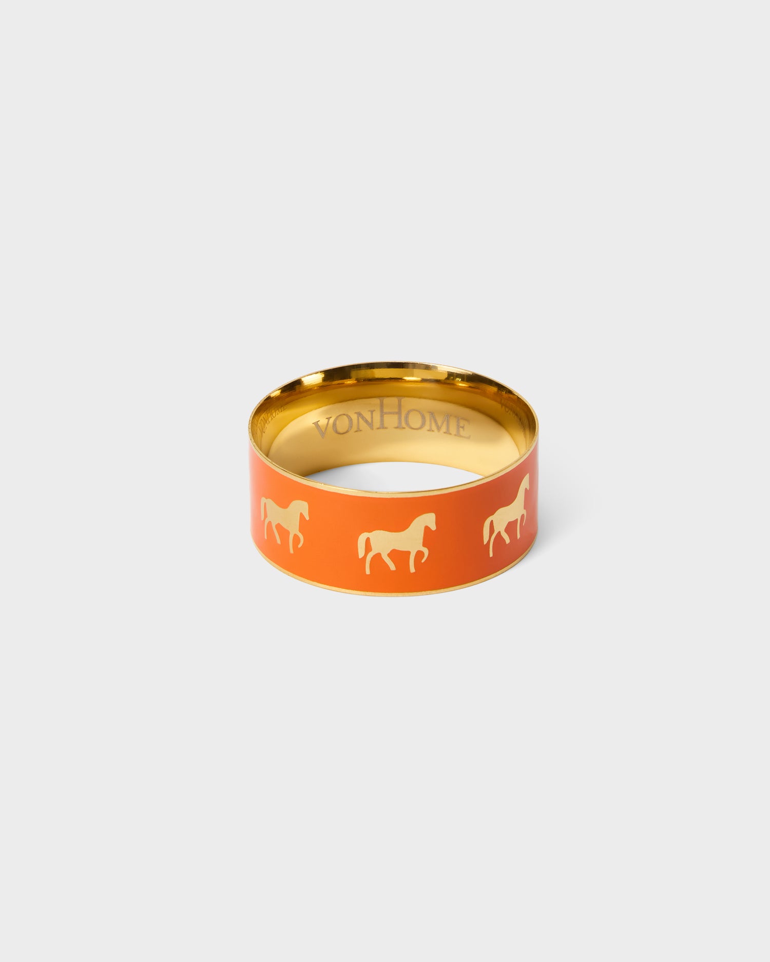 Orange häst emaljerad servettring i guld
