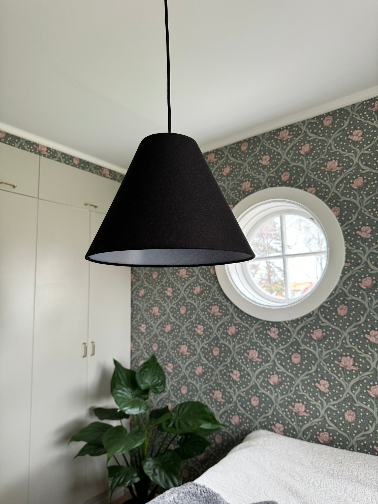 Lampskärm taklampa - Linne - Svart 32 cm