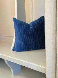 Cushion Cover - Blue Ribbed Velvet 50x50 cm
