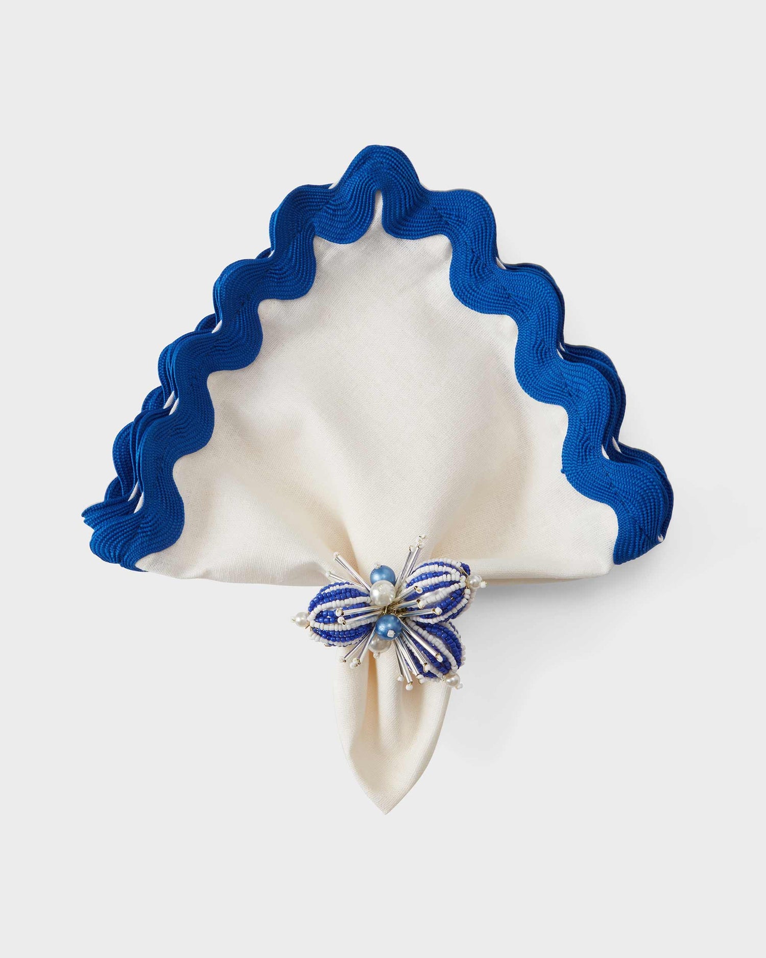 Napkin Ring - Bead ball design - Blue/White - Von Home