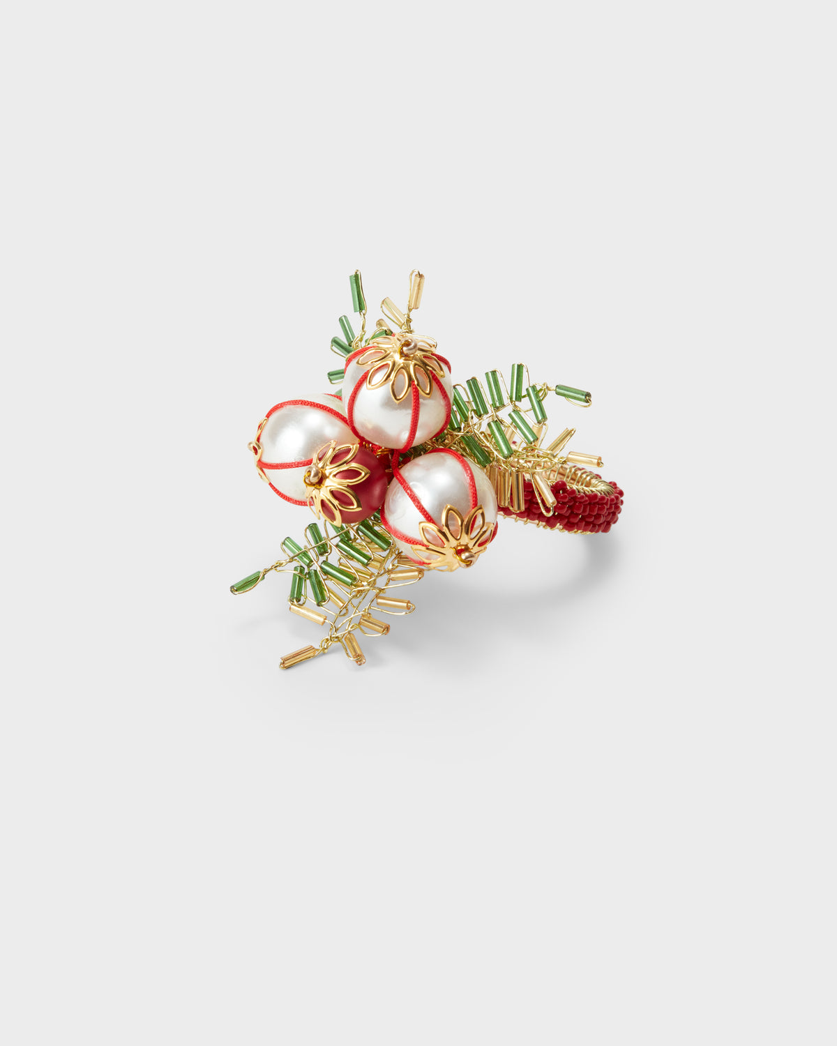 Napkin Ring - Christmas Gold & Red beads