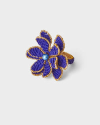Napkin Ring - Blue & Gold Flower - Von Home