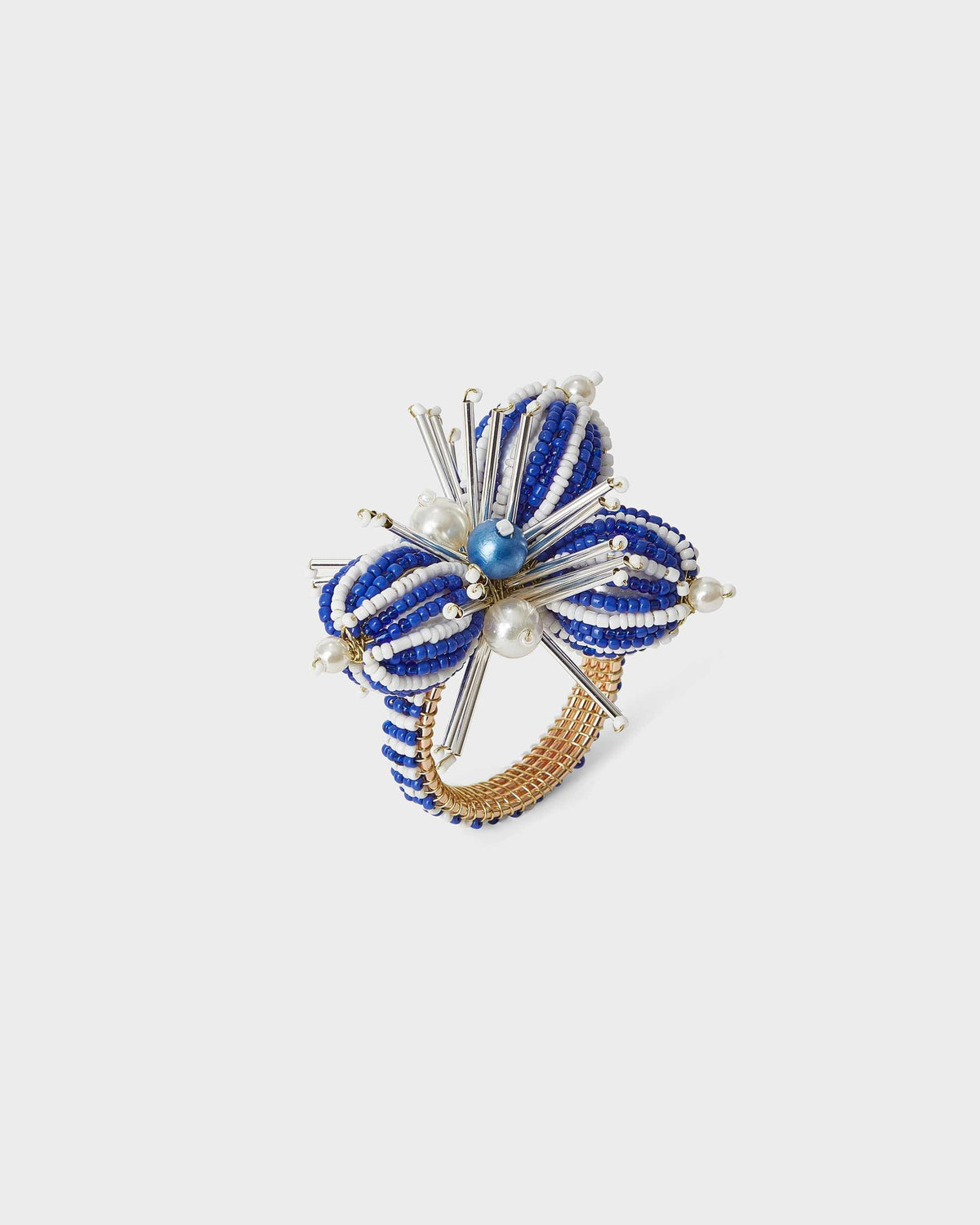 Napkin Ring - Bead ball design - Blue/White - Von Home