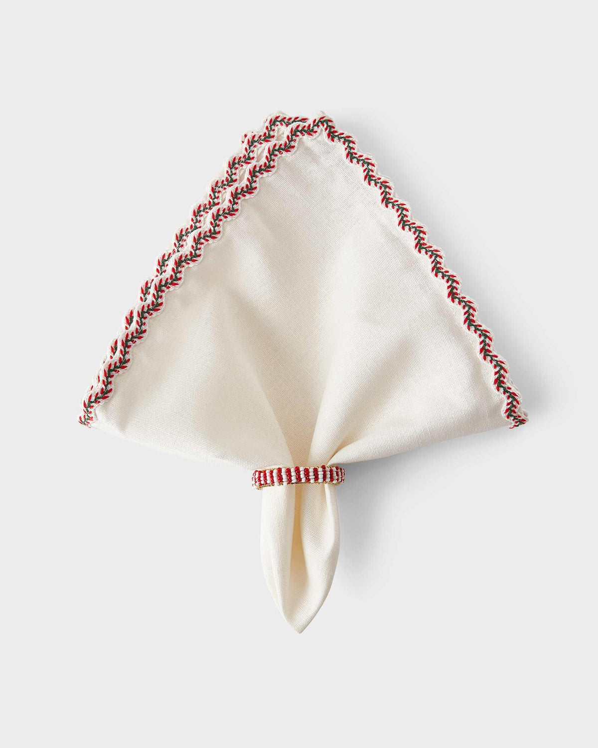 Napkin Ring - Red and White beads - Von Home