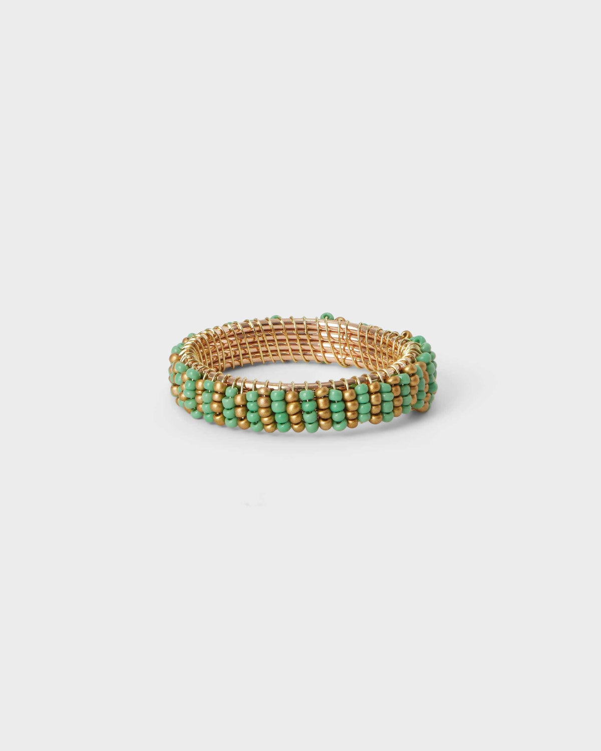 Napkin Ring - Green and Gold beads - Von Home