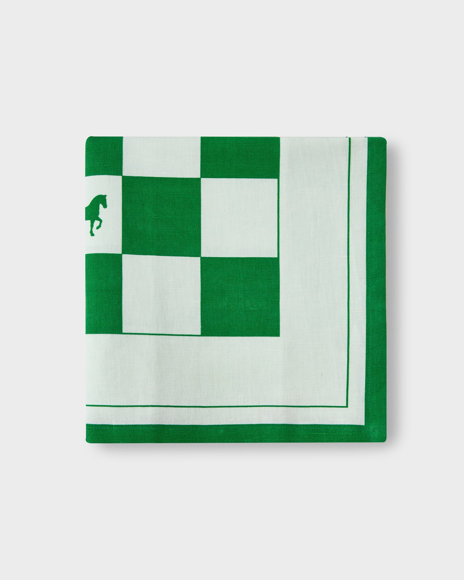 The Green Horse Napkin - Linen 50x50 cm - Green and White