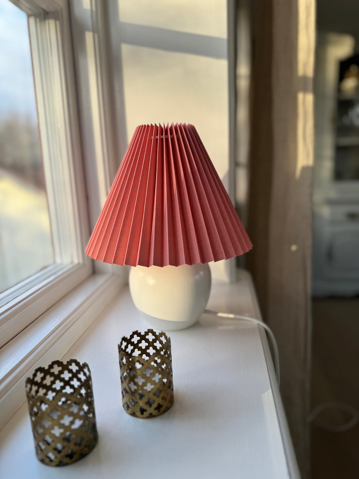 Plisserad lampskärm - Rosa - 23 cm